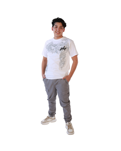 "ECKO" White Tee Skull and Smoke Design