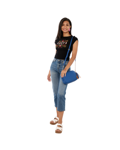 "G Mini" Cut Sleeve Crew Crop Fiesta Flower Top