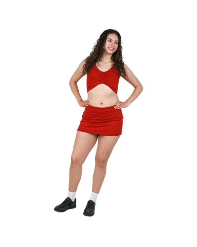 "CTTN" 13" Shiny Stretch Ruched Front Tank Top