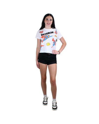 "Superman" Short Sleeve White Oversized Pop Art Graphic Tee
