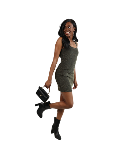 “Madden” 34” Glitter Lurex Square Neck Tank Dress