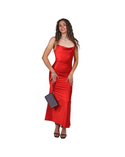 “Popular 21” 58” Satin Cowl Back Slip Dress