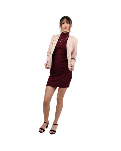 "Ambiance" Ribbed Sleeveless Mock Neck Sweater Mini Dress