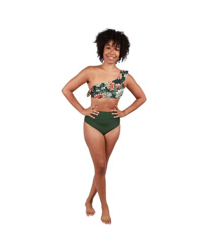 "Cupshe" Green One-Shoulder Floral Two-Piece Swimsuit