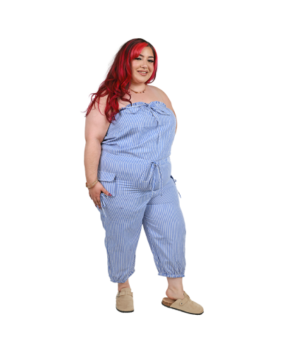 "Profile" 20" Striped Cargo Pocket Jumpsuit