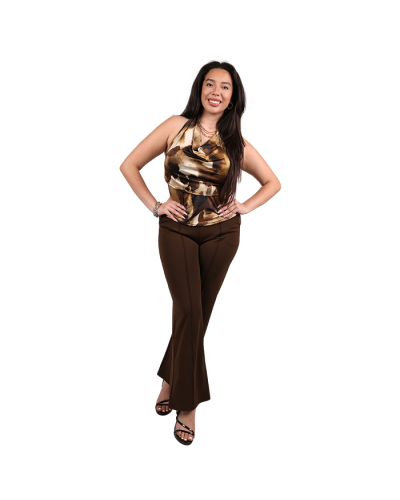"Style Tree" Abstract Print Halter Drape Top