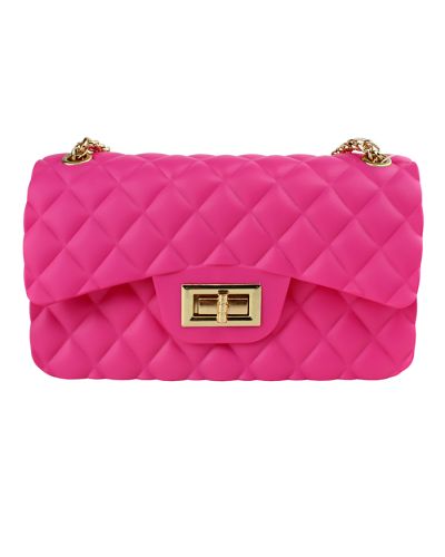 The fuschia "Le Miel" Quilted Solid Jelly Chain Crossbody Bag is pictured here.