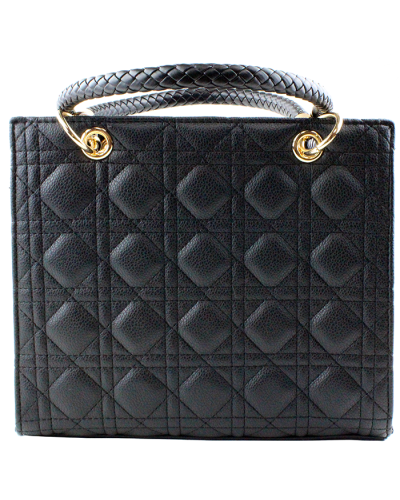 The black "Deluxity" Diamond Double Quilted Braided Handle Satchel is pictured here.