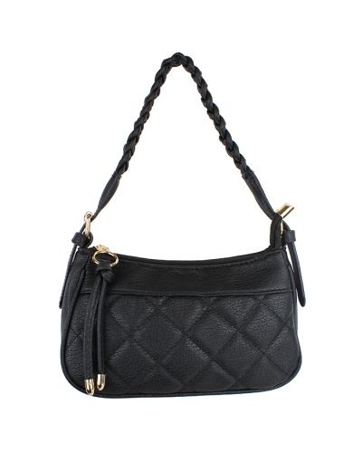 The black "FDC" Diamond Quilted Shoulder Handbag is pictured here.