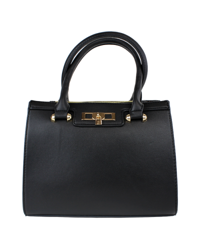 The "FDC" Tiny Lock Double Zipper Carryall Handbag is pictured here.
