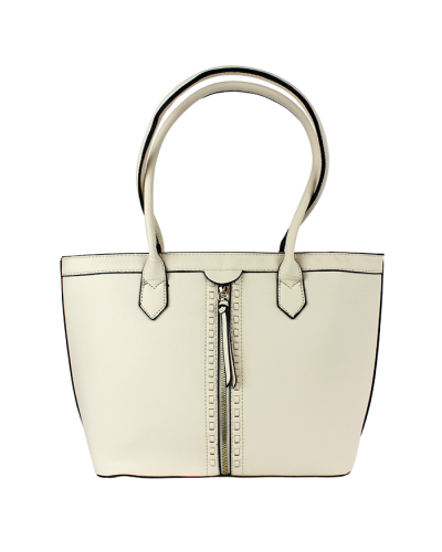 The white "Tops" Middle Zipper Tote Bag is pictured here.