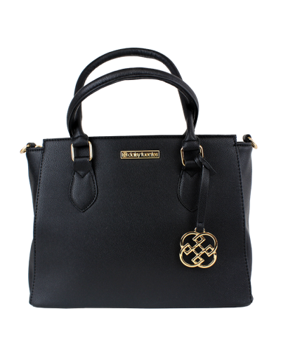 The black "Gina" Daisy Classic Satchel Handbag is pictured here.