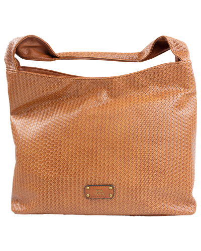 "Sasha" Woven Emboss Front Large Tote Bag