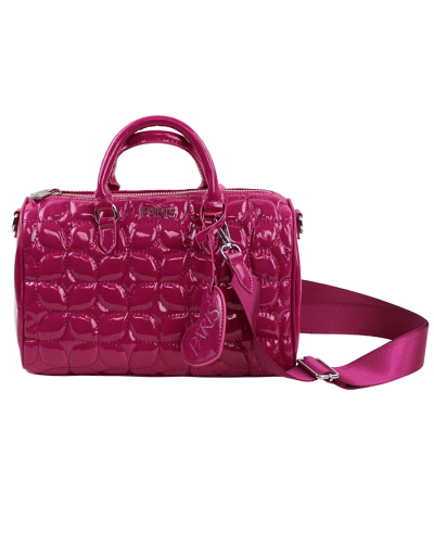 The fuchsia "Sensual" Paris Hilton Patent Pleather Satchel Handbag is pictured here.