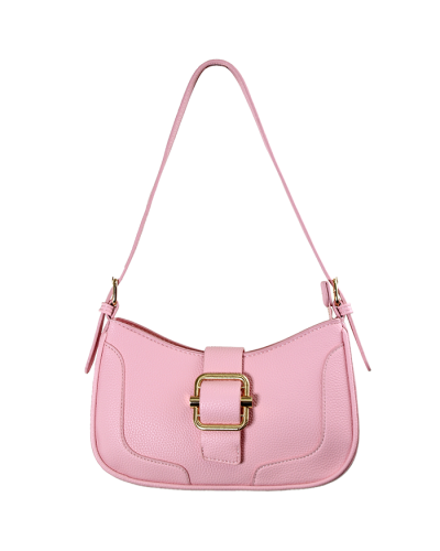 "TOPS" Pebbled Pleather Gold Buckle Flap Hobo Shoulder Bag
