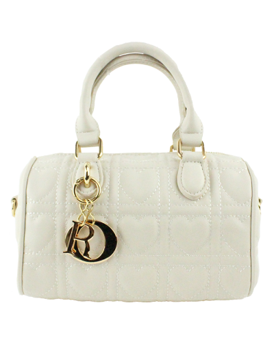 "Tops" Embossed Barrel Satchel Handbag with Charm