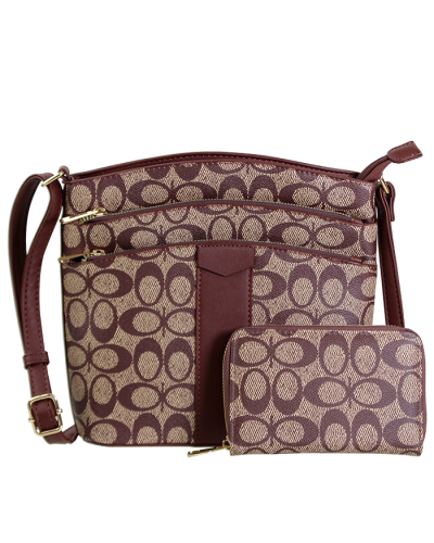 "TOPS" 3 Pouch Monogram Crossbody Bag with Wallet
