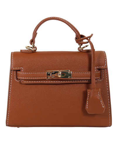 "TOPS" Mini Pebbled Pleather Gold Hardware Satchel Handbag