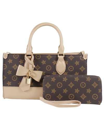 "Tops" 2 Piece Clover Bow & Lock Purse and Wallet Set