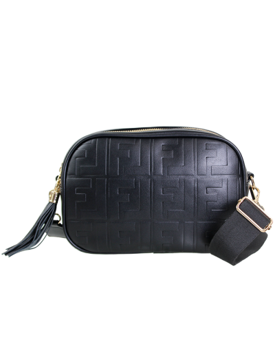 "FF" Embossed Camera Crossbody Bag with Tassel