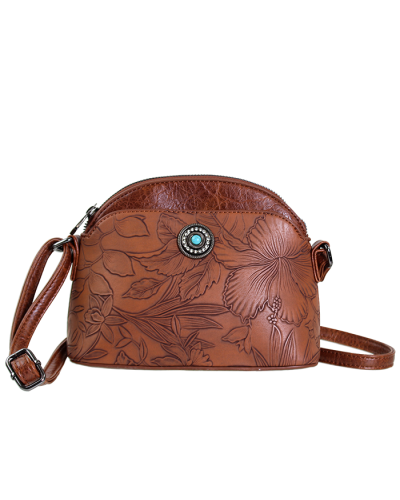 "TOPS” Tooled Turquoise Concho Crossbody Bag