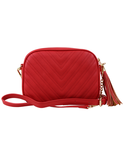 Chevron Stitch Gold Hardware Zip Top Shoulder Bag Purse