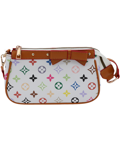 "PINK" White Designer Inspired Clover Hobo Handbag