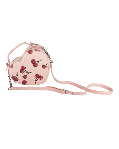  PINK  HEART CHERRY PURSE with strap

