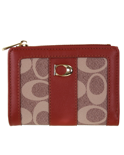 "Tops" Mini Monogram Print Bi-fold Gold Zipper Wallet