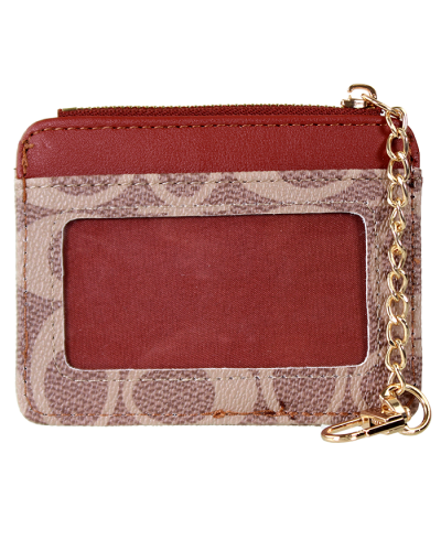 "Tops" Mini Monogram Print Card Holder With Gold Hardware