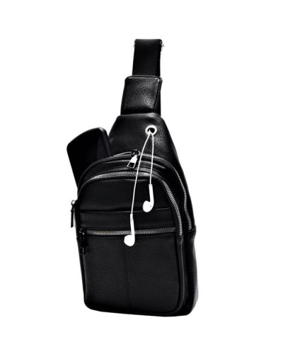 "Cornel" Single Strap Faux Leather Backpack with Headphone Pass-Through