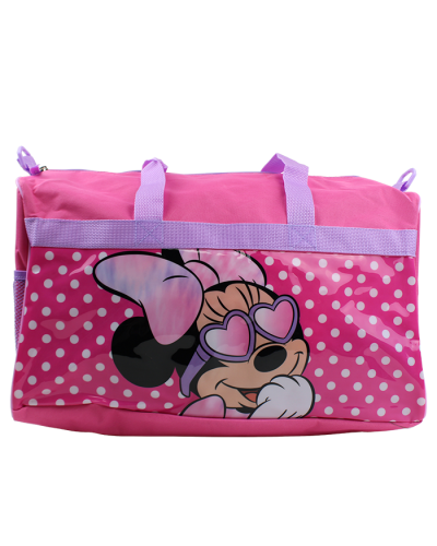 The "UPD" Minnie Mouse Sunglasses Polka Dot Duffle Bag is pictured here.