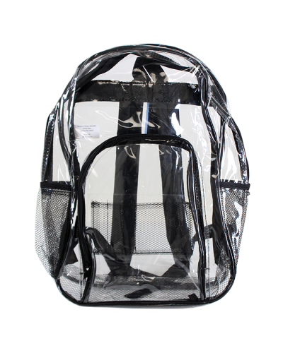 "Bay Sales" Clear Backpack with Black Trim