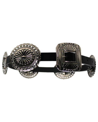 Black Belt with Silver Conch Buckles