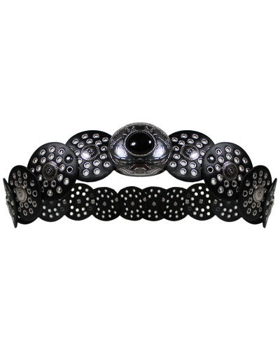 "ILLUMA" Black & Silver Circle Black Bead Round Gladiator Belt