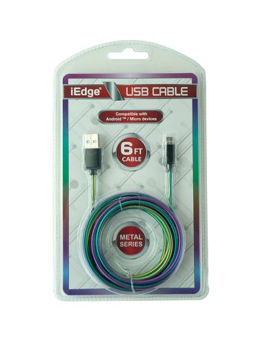 Edge 6' Rainbow Metal Series Micro Device USB Cable