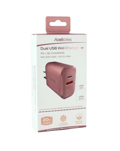 Acellories 20w USB-C +USB-A Wall Charger