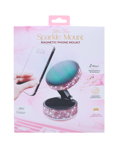 Sparkle Magnetic Phone Mount Bling Rhinestone Pink 