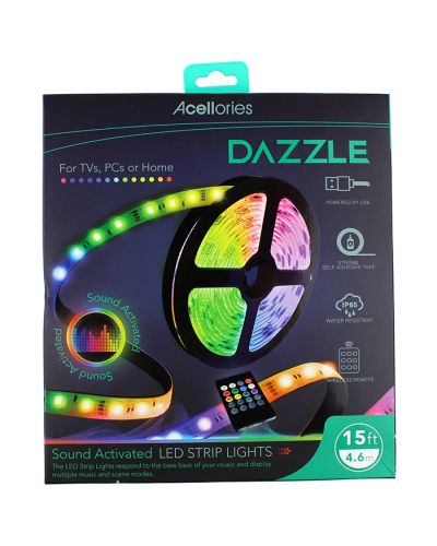 Acellories 15ft Sound Activated LED Strip with Wireless Remote