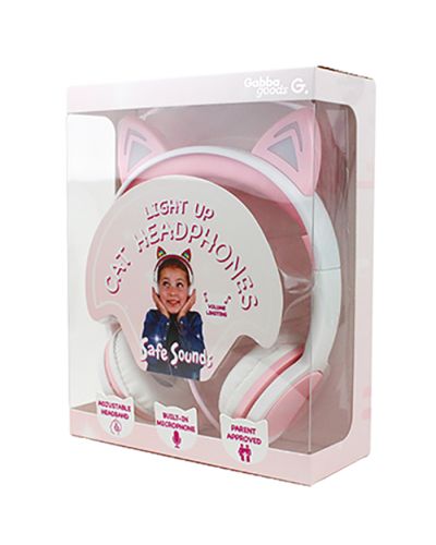 Safe Sounds Light Up Cat Headphones with Built-in Microphone