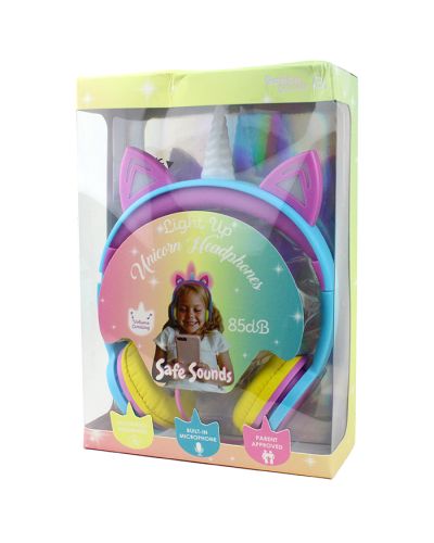 Safe Sounds Light Up Unicorn headphones with Built-in Microphone