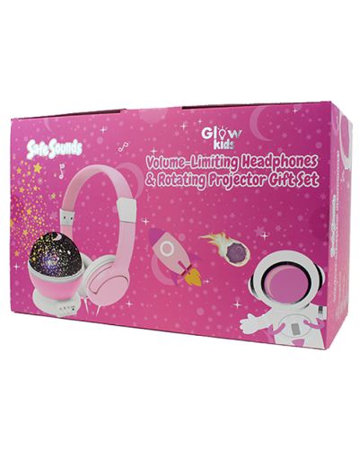 "Glow Kids" Safe Sounds Volume Limiting Headphones and Rotating Projector Gift Set