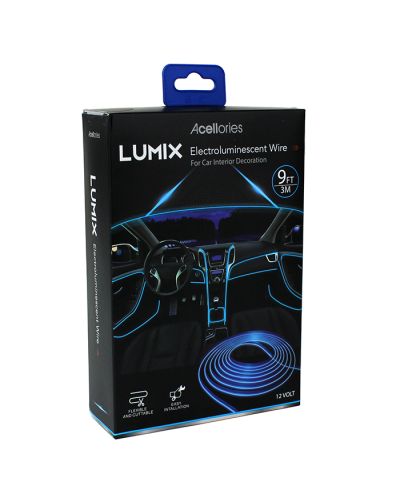 The “Acellories” Electroluminescent Wire Car Interior Lighting Kit is pictured here.