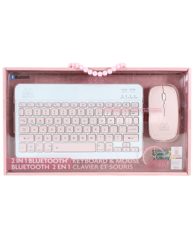 "Edge" Pink and White Bluetooth Keyboard and Mouse Set