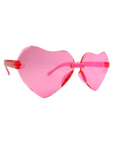 The "Odin" Pink Frameless Heart Sunglasses are pictured here.
