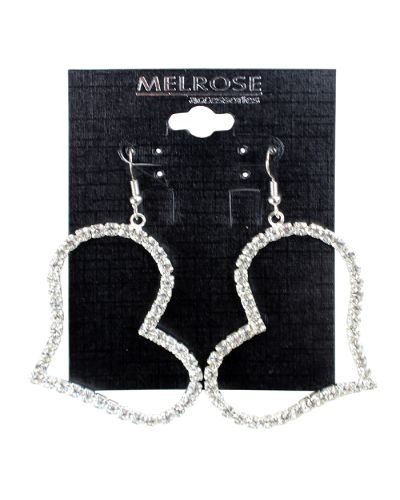 The "Alina" Rhinestone Side Facing Heart Dangle Earrings are pictured here.