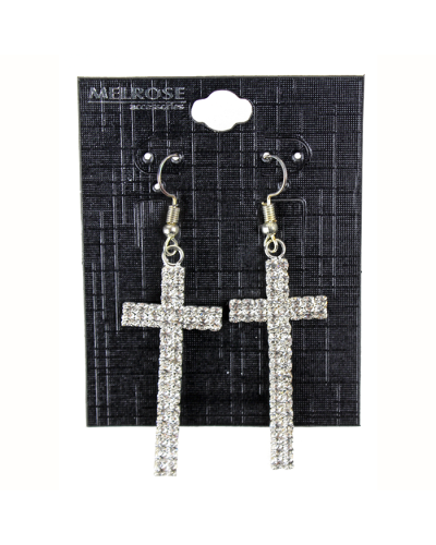 "Alina" Rhinestone Cross Earrings