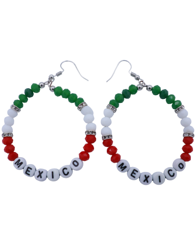 "UP FASHION" Red White and Green  Beaded Mexico Hoop 5cm
