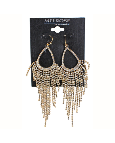 "Alina" Gold Cascade Teardrop Rhinestone Earrings