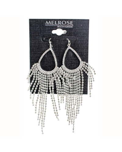 "Alina" Silver Cascade Teardrop Rhinestone Earrings